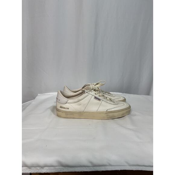 Golden Goose White Soul-Star Leather Sneakers Size 10 - Picture 4 of 5